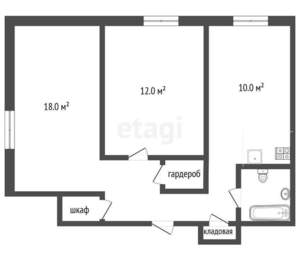2-к квартира, вторичка, 46м2, 6/9 этаж