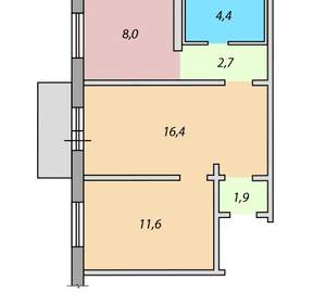 2-к квартира, вторичка, 45м2, 9/1 этаж