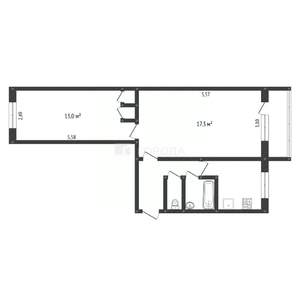 2-к квартира, вторичка, 45м2, 4/5 этаж