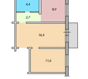 2-к квартира, вторичка, 44м2, 2/1 этаж