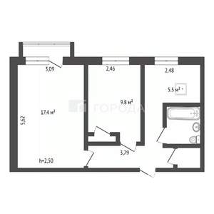 2-к квартира, вторичка, 43м2, 5/5 этаж