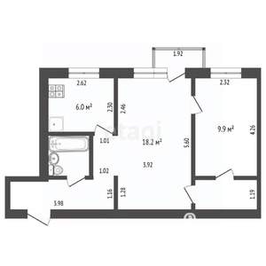 2-к квартира, вторичка, 45м2, 5/5 этаж