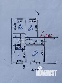3-к квартира, вторичка, 65м2, 6/10 этаж