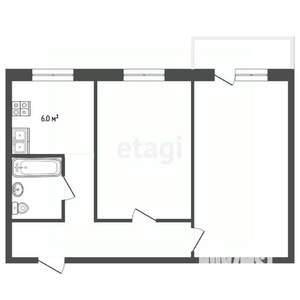 2-к квартира, вторичка, 48м2, 2/5 этаж