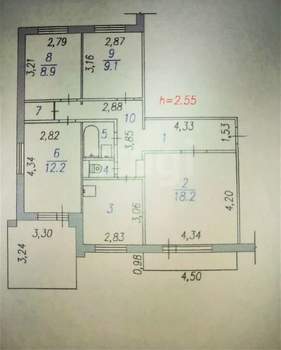 4-к квартира, вторичка, 77м2, 7/9 этаж