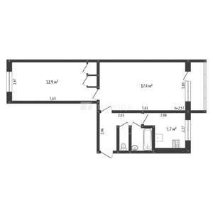 2-к квартира, вторичка, 46м2, 5/5 этаж