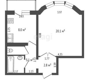 1-к квартира, вторичка, 38м2, 6/10 этаж
