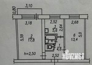 2-к квартира, вторичка, 46м2, 5/5 этаж
