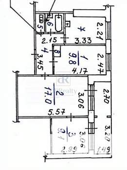 3-к квартира, вторичка, 57м2, 3/9 этаж
