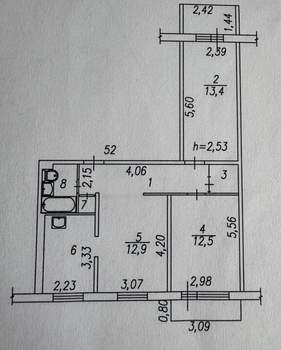 3-к квартира, вторичка, 62м2, 4/9 этаж