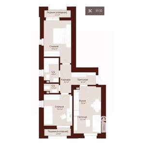 3-к квартира, строящийся дом, 61м2, 6/9 этаж