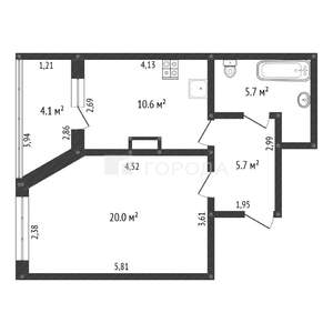 1-к квартира, вторичка, 47м2, 3/16 этаж