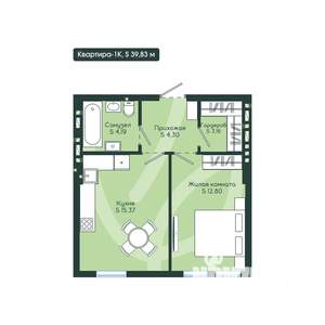 1-к квартира, вторичка, 40м2, 12/12 этаж