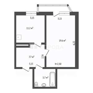 1-к квартира, вторичка, 44м2, 2/18 этаж