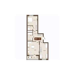 2-к квартира, строящийся дом, 67м2, 8/16 этаж