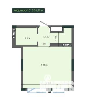 1-к квартира, вторичка, 31м2, 4/12 этаж