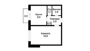 1-к квартира, вторичка, 40м2, 5/9 этаж