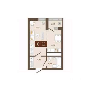 Студия квартира, вторичка, 32м2, 5/16 этаж