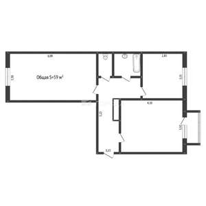 2-к квартира, вторичка, 59м2, 5/5 этаж