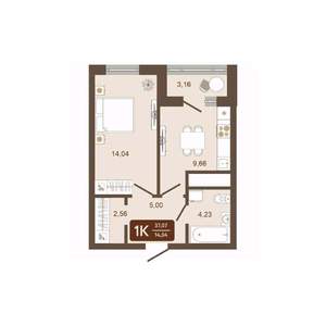 1-к квартира, вторичка, 37м2, 16/16 этаж