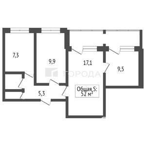 3-к квартира, вторичка, 52м2, 4/9 этаж