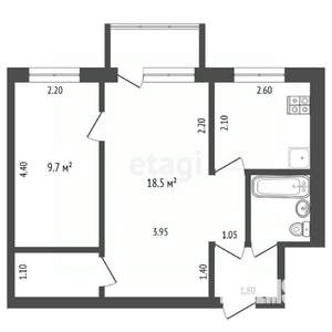 2-к квартира, вторичка, 42м2, 4/5 этаж