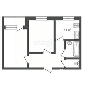 2-к квартира, вторичка, 44м2, 2/9 этаж