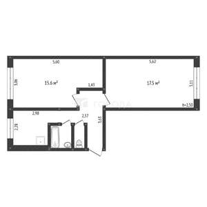 2-к квартира, вторичка, 48м2, 1/5 этаж