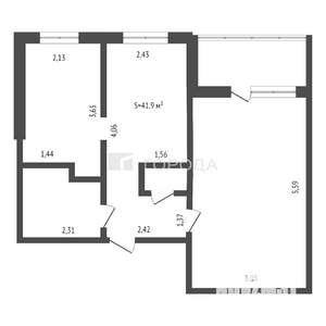 2-к квартира, вторичка, 42м2, 4/9 этаж