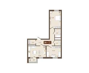 2-к квартира, вторичка, 70м2, 3/16 этаж