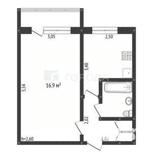 1-к квартира, вторичка, 30м2, 2/5 этаж