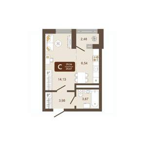 Студия квартира, вторичка, 30м2, 2/16 этаж