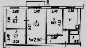 4-к квартира, вторичка, 61м2, 5/5 этаж