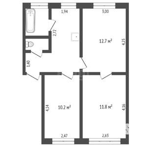 3-к квартира, вторичка, 47м2, 2/4 этаж