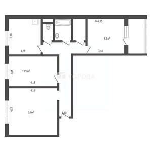 3-к квартира, вторичка, 66м2, 8/9 этаж