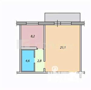1-к квартира, вторичка, 40м2, 4/9 этаж