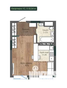 1-к квартира, вторичка, 33м2, 2/12 этаж