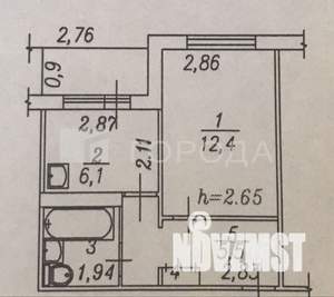 1-к квартира, вторичка, 28м2, 6/9 этаж