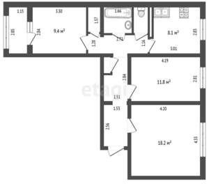 3-к квартира, вторичка, 67м2, 5/9 этаж