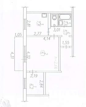 2-к квартира, вторичка, 41м2, 7/10 этаж