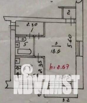 1-к квартира, вторичка, 32м2, 3/5 этаж