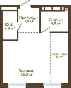 1-к квартира, вторичка, 33м2, 10/15 этаж