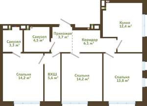 3-к квартира, вторичка, 78м2, 13/14 этаж