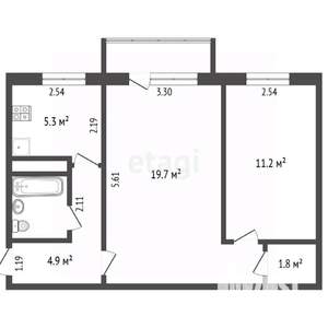 2-к квартира, вторичка, 45м2, 5/5 этаж