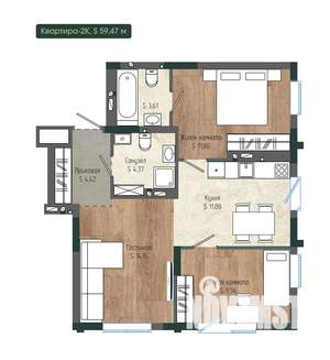 3-к квартира, вторичка, 59м2, 11/12 этаж
