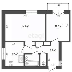 2-к квартира, вторичка, 46м2, 5/5 этаж