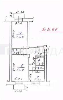 2-к квартира, вторичка, 60м2, 4/5 этаж