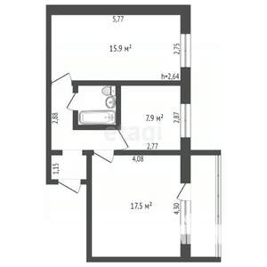 2-к квартира, вторичка, 51м2, 5/10 этаж