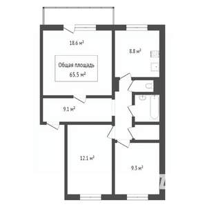 3-к квартира, вторичка, 66м2, 4/10 этаж