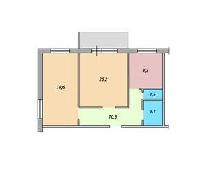 2-к квартира, вторичка, 62м2, 9/1 этаж